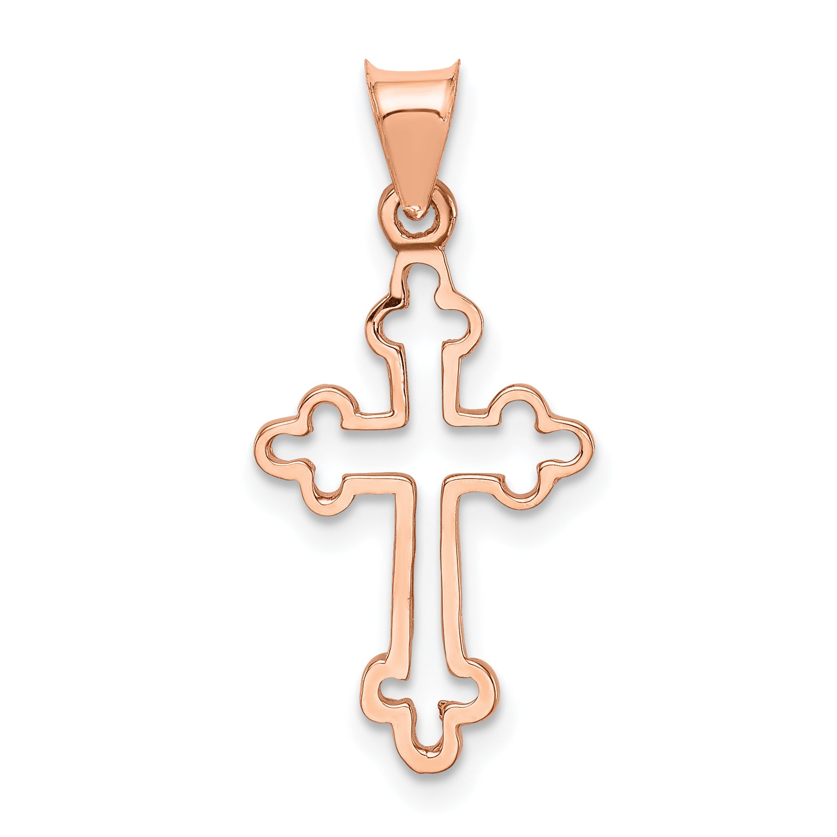 14K Rose Polished Cross Pendant