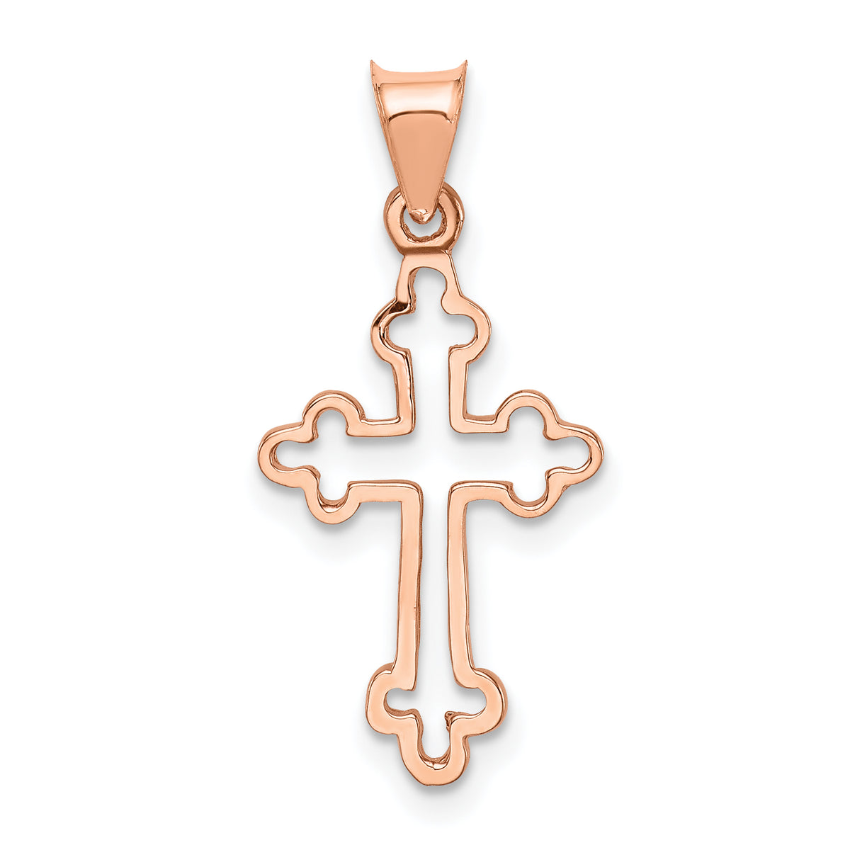 14K Rose Polished Cross Pendant