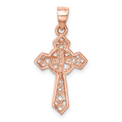 14K Rose Polished Cross Pendant