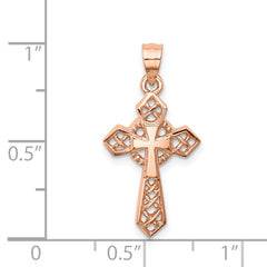 14K Rose Polished Cross Pendant