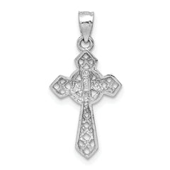 14K White Polished Cross Pendant