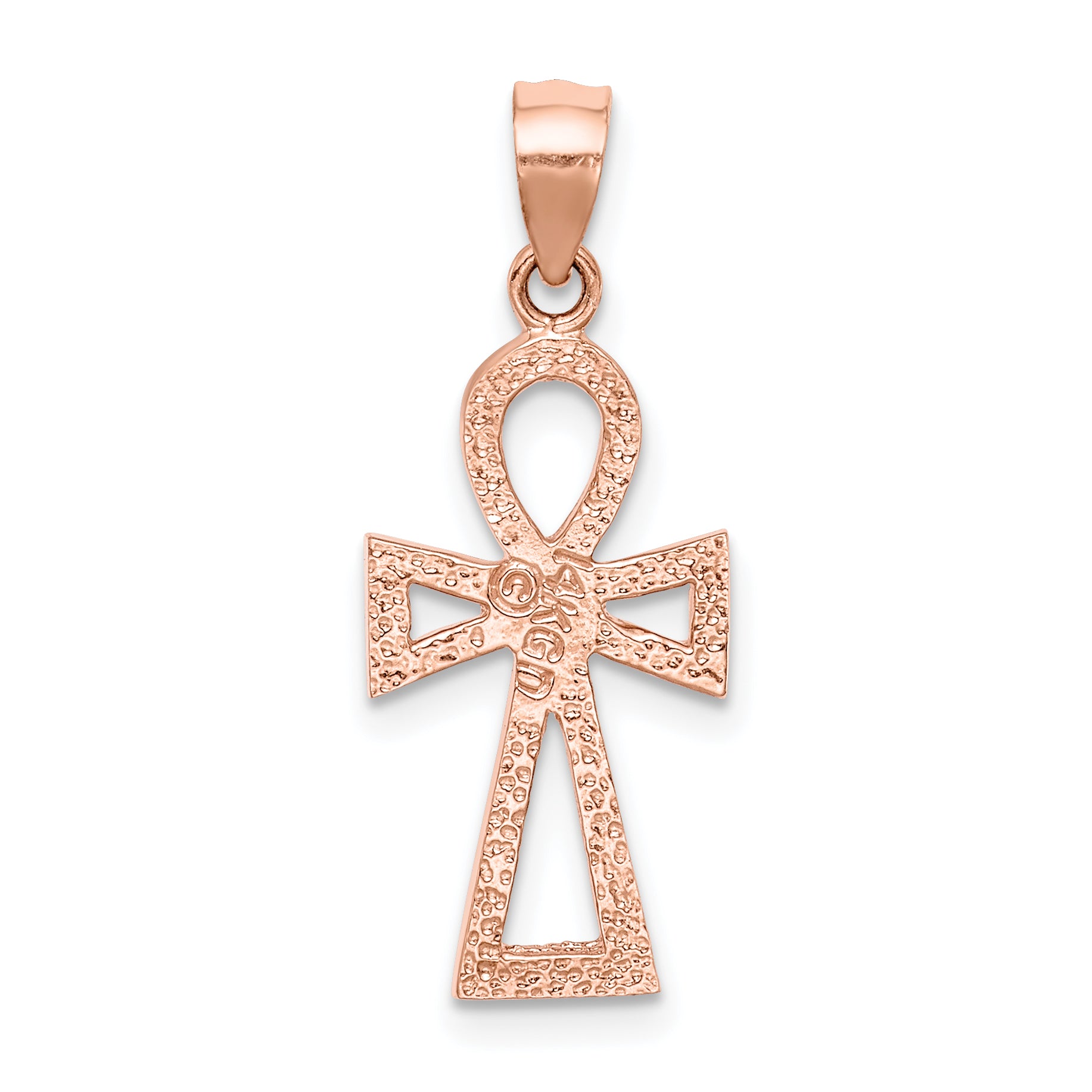 14K Rose Polished Ankh Pendant