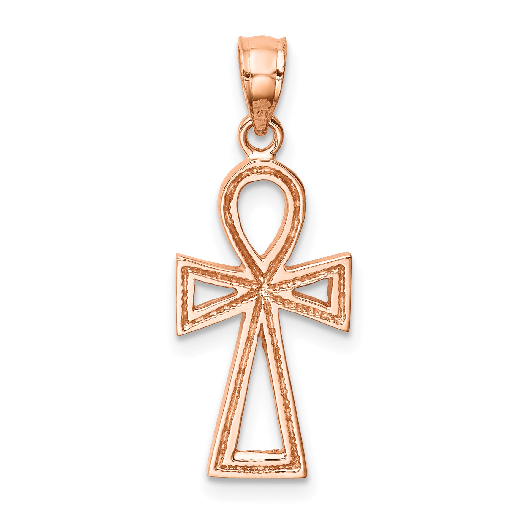 14K Rose Polished Ankh Pendant