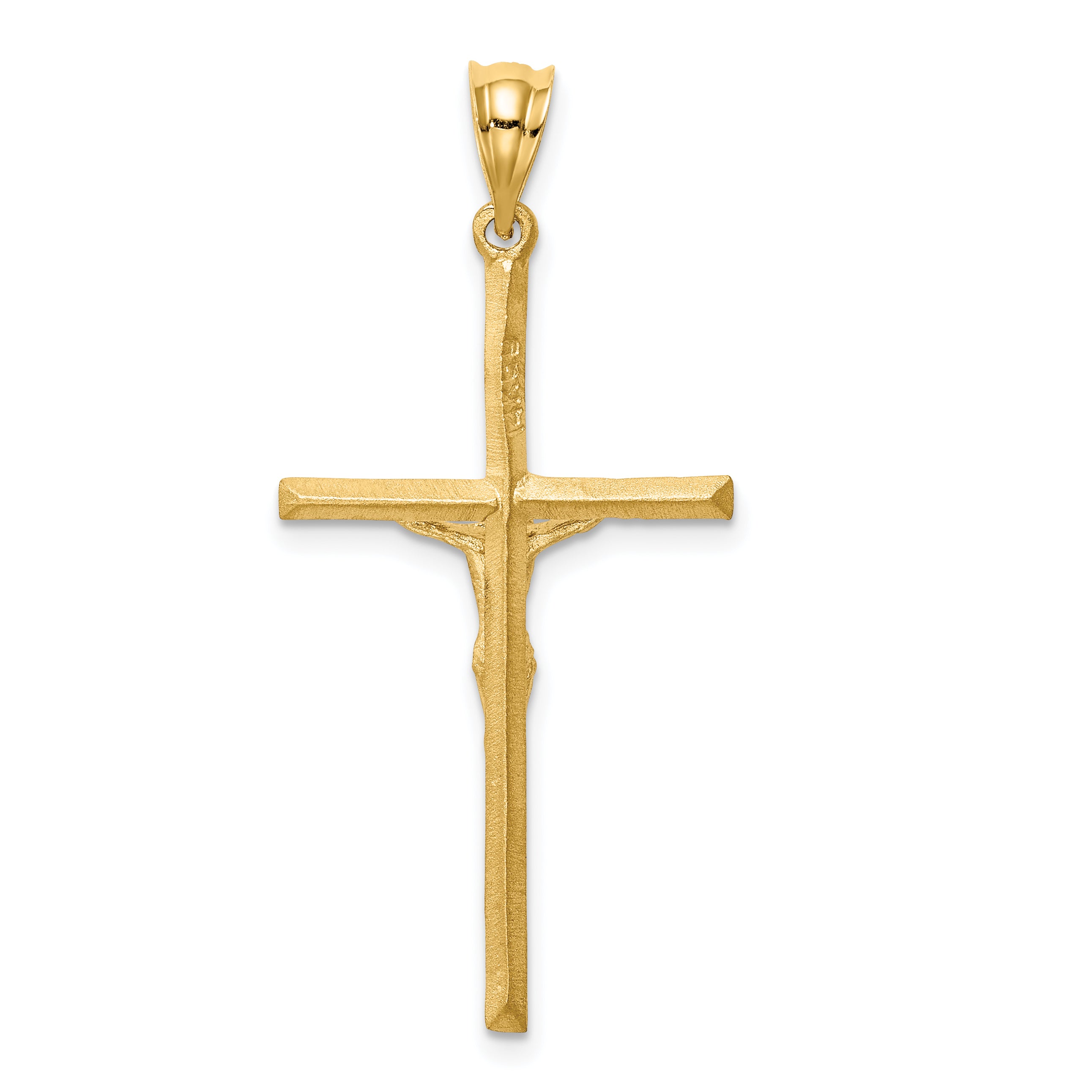 14K Brushed & Diamond-cut Crucifix Cross Pendant