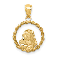 14K Brushed & Polished Diamond-cut Virgin Mary Pendant