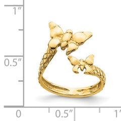 14K Polished & Textured Butterfly Toe Ring