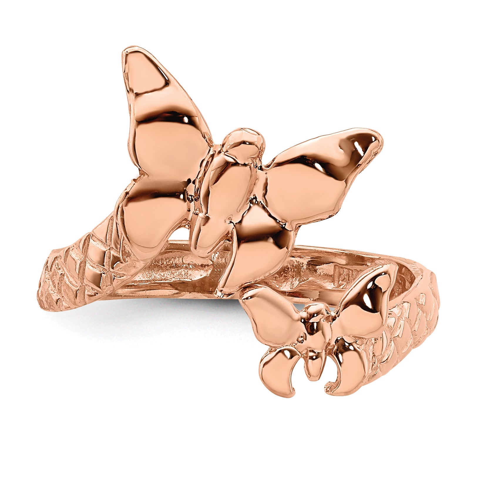 14K Rose Polished & Textured Butterfly Toe Ring