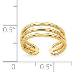 14K Polished 3 Row Toe Ring