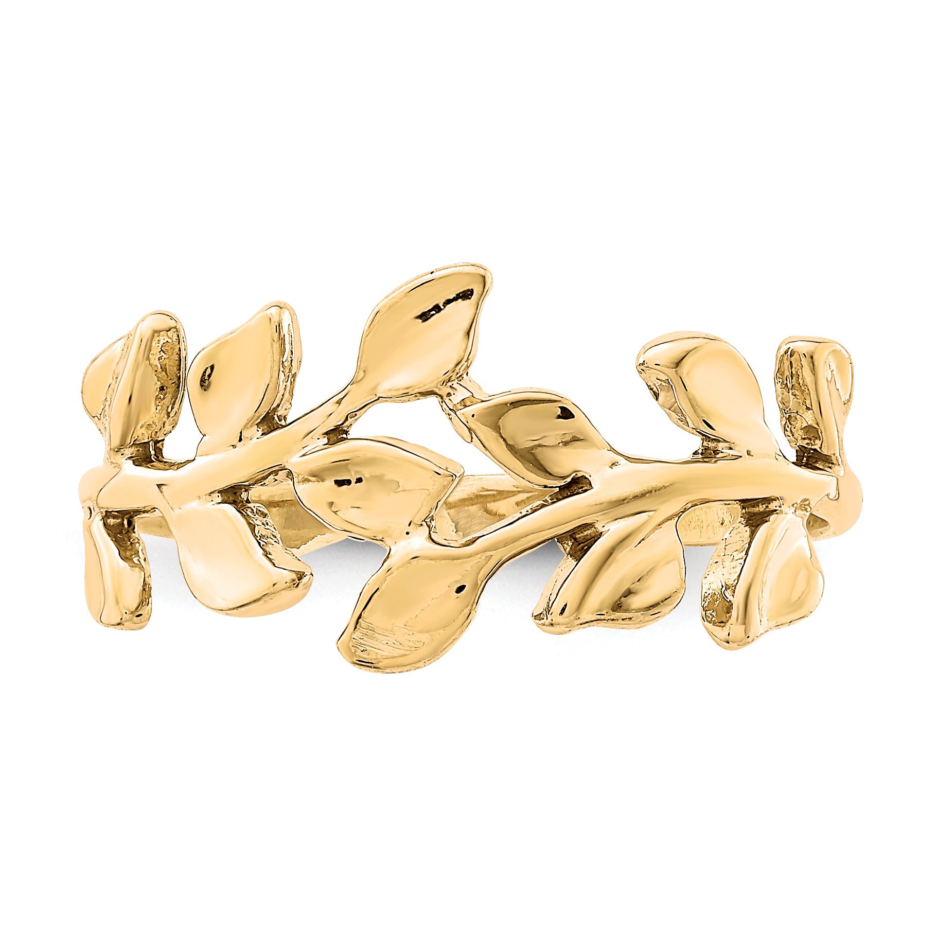 14K Polished Leaf Ring