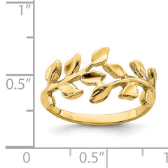 14K Polished Leaf Ring