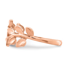 14K Rose Polished Leaf Ring