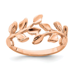 14K Rose Polished Leaf Ring