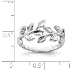 14K White Polished Leaf Ring