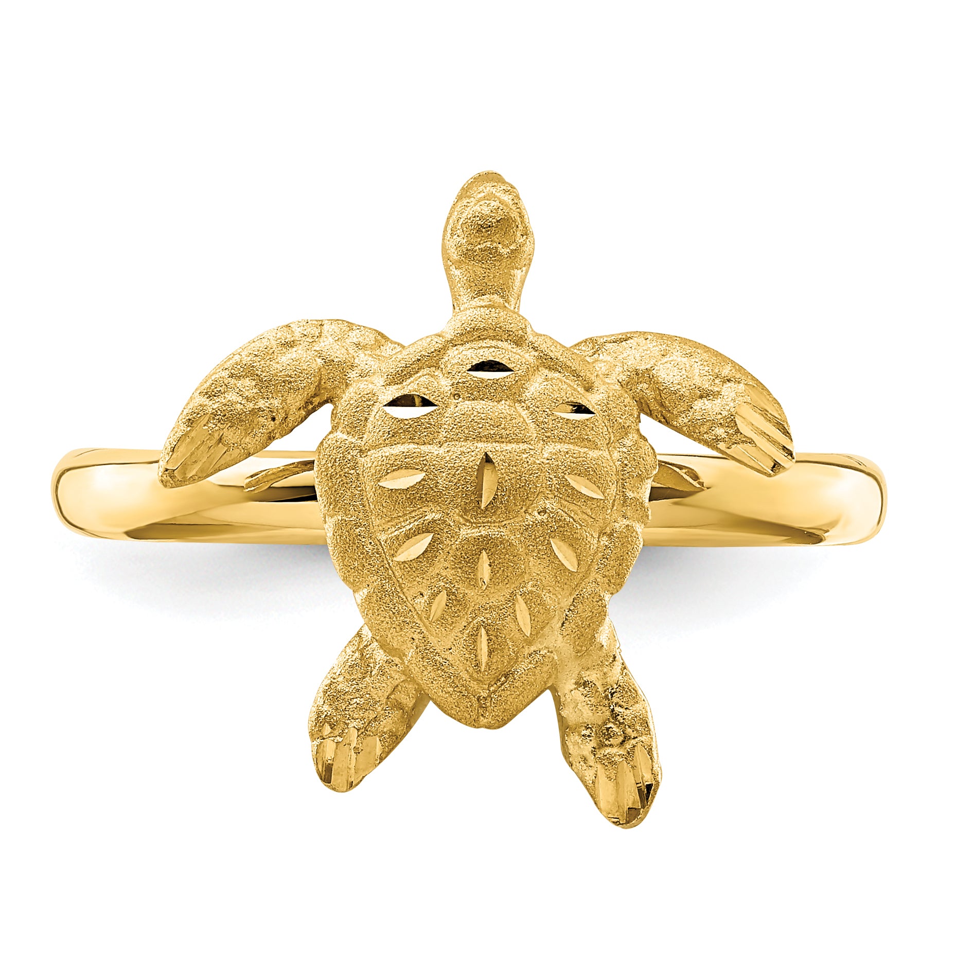 14K Brushed & Polished D/C Turtle Ring