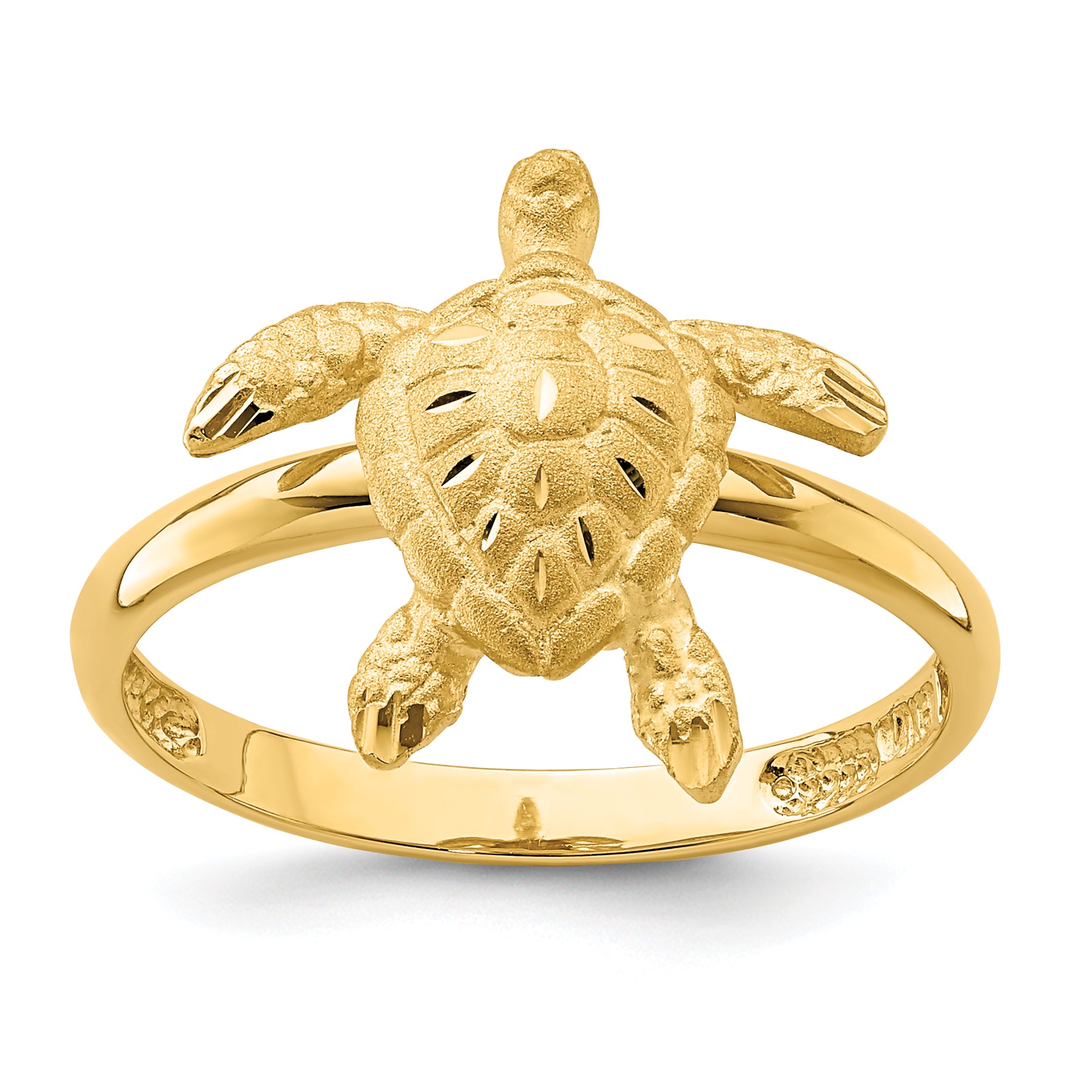 14K Brushed & Polished D/C Turtle Ring