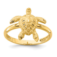 14K Brushed & Polished D/C Turtle Ring