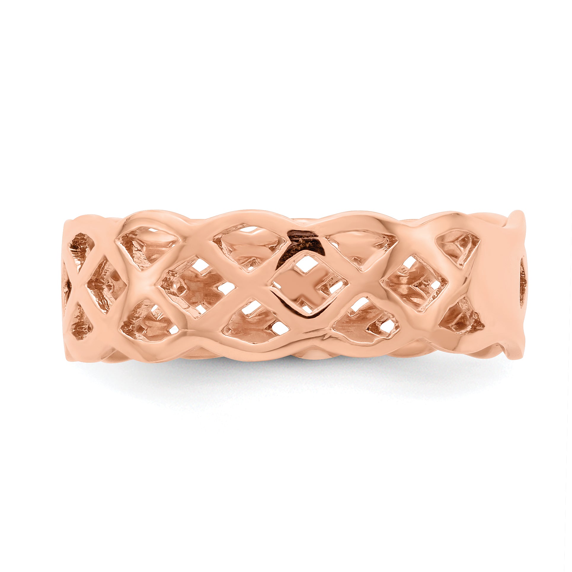 14K Rose Polished Weave Ring