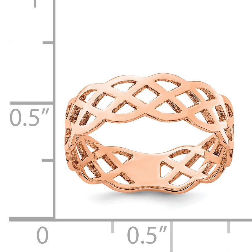 14K Rose Polished Weave Ring