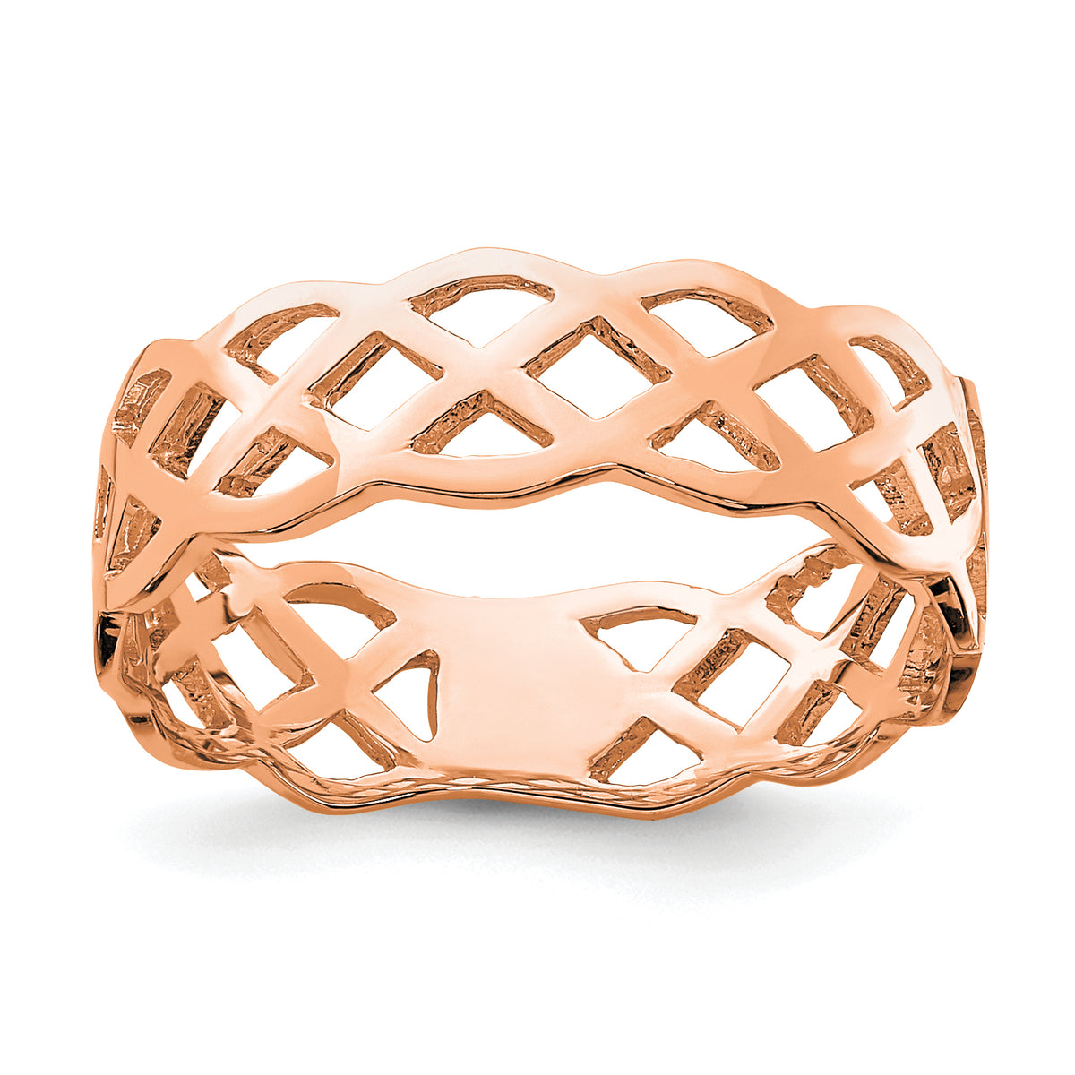 14K Rose Polished Weave Ring