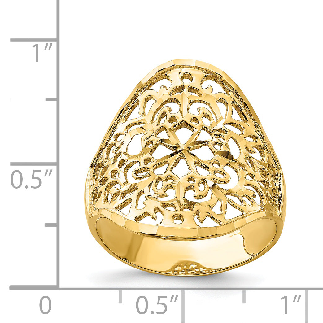 14K Polished Filigree Ring