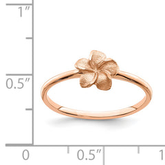 14k Rose Brushed & Polished D/C Plumeria Ring