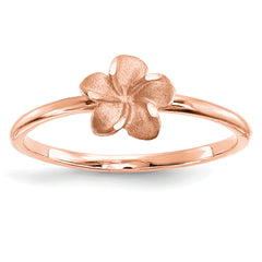 14k Rose Brushed & Polished D/C Plumeria Ring