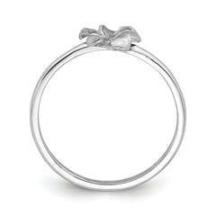 14K White Brushed & Polished D/C Plumeria Ring