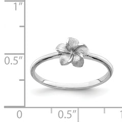 14K White Brushed & Polished D/C Plumeria Ring