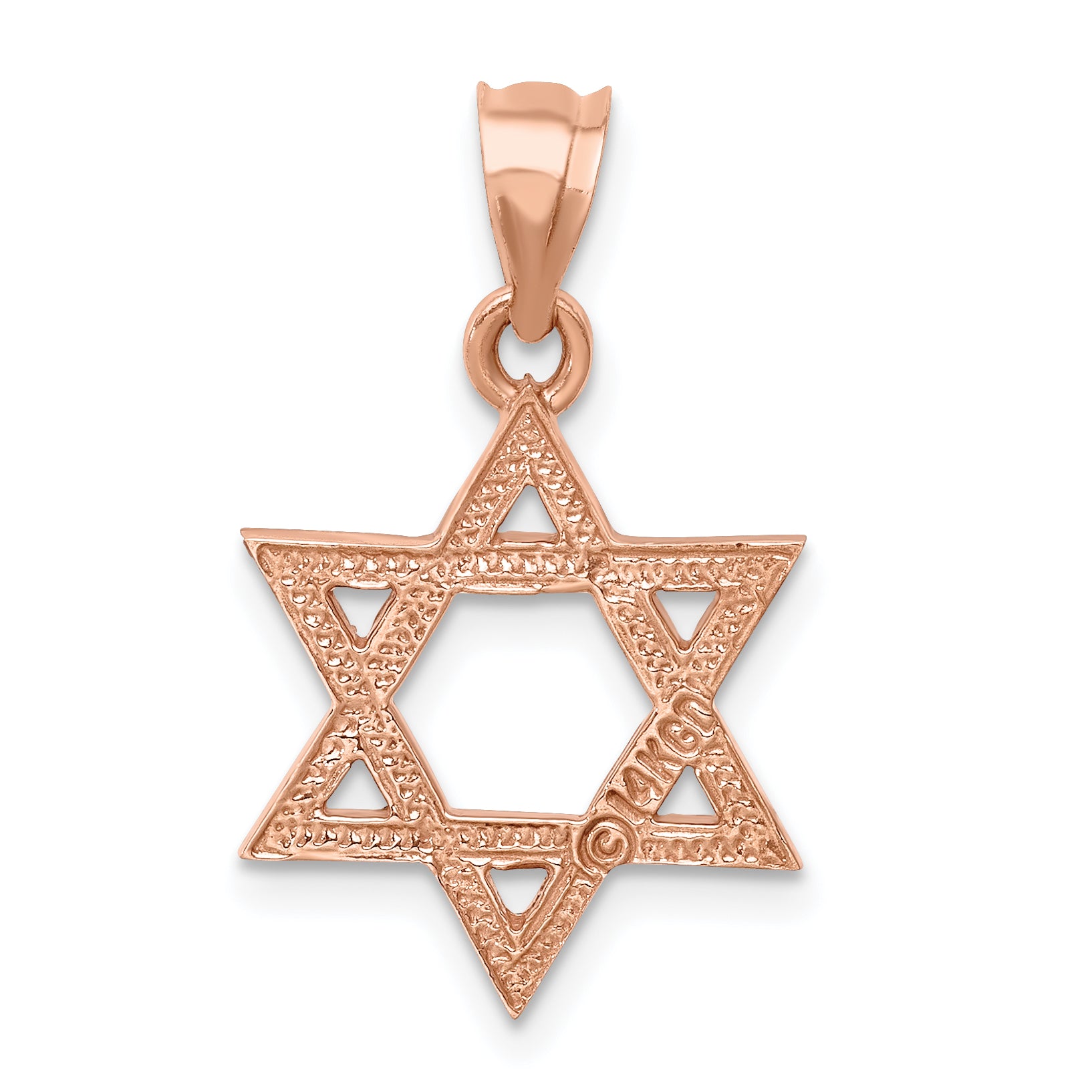 14K Rose Polished Star of David Pendant