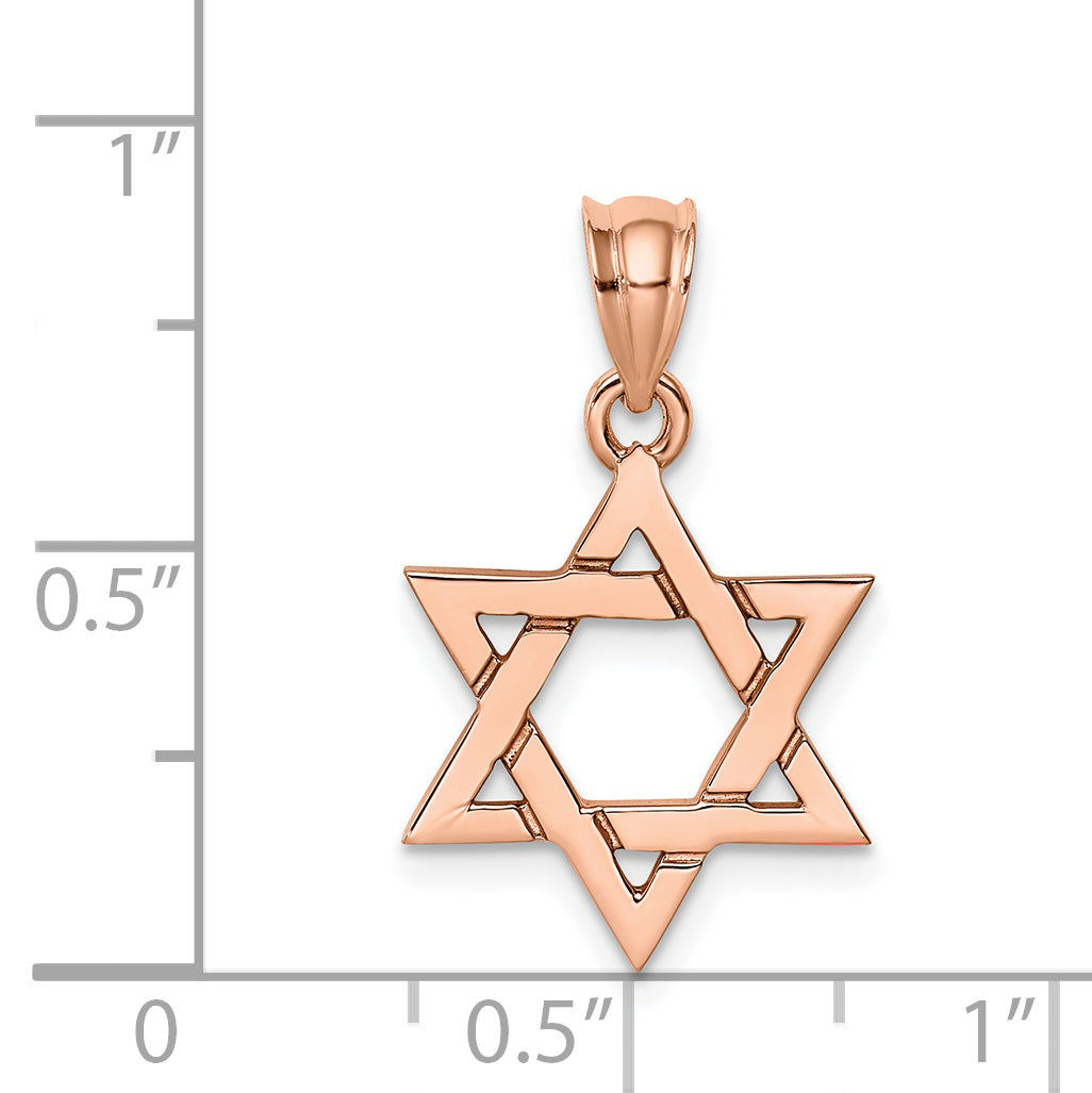 14K Rose Polished Star of David Pendant