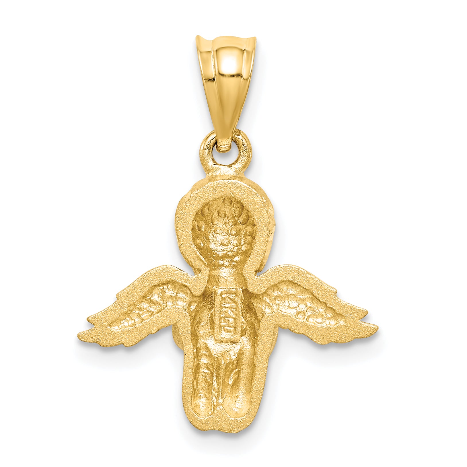 14K Brushed & Diamond-cut Angel Pendant