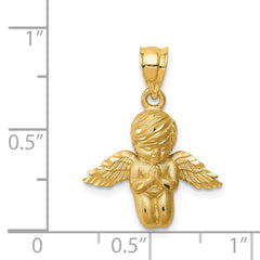 14K Brushed & Diamond-cut Angel Pendant