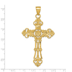 14k Fleur De Lis Large Cross Pendant