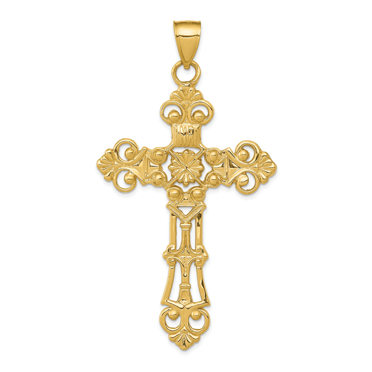 14k Fleur De Lis Large Cross Pendant