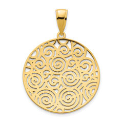 14k Fancy Filigree Disc Pendant