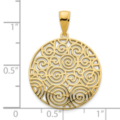 14k Fancy Filigree Disc Pendant