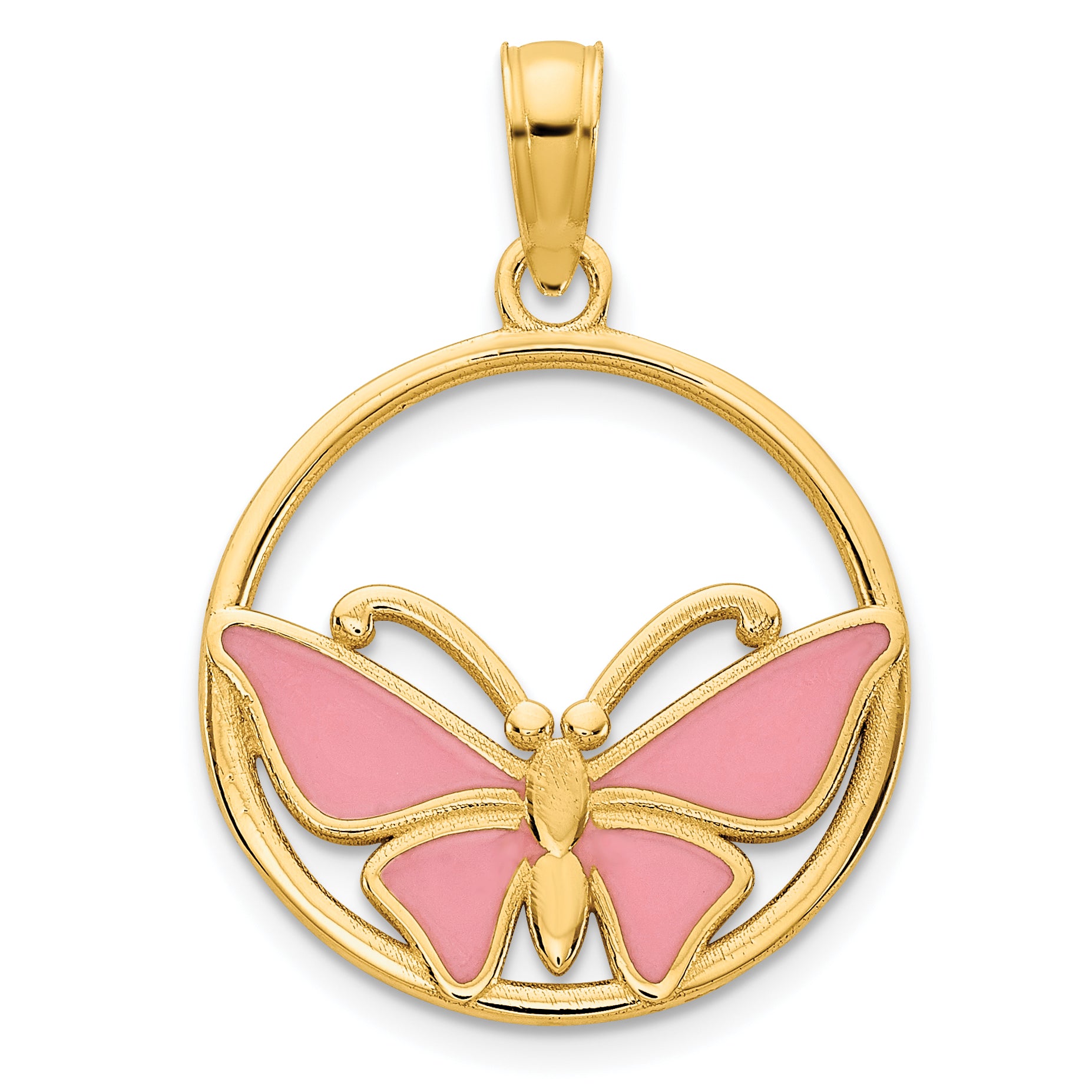 14k Epoxy Butterfly Pendant