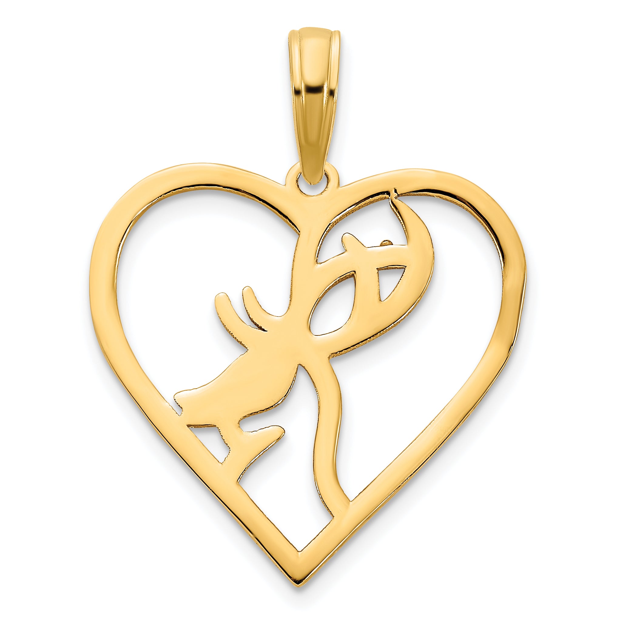 14ky Deer in a Heart Pendant