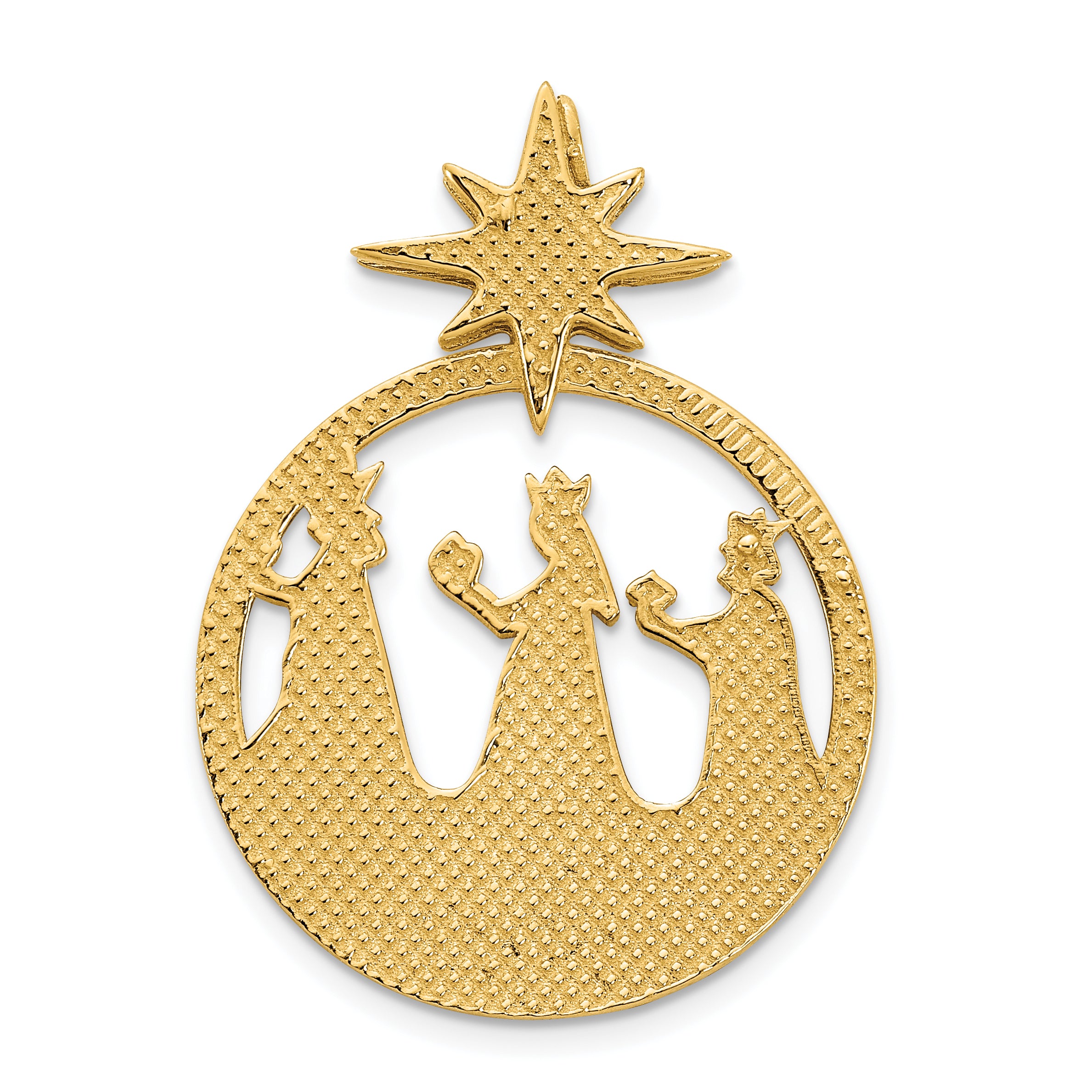 14k Polished Three Wise Men North Star Chain Slide Pendant