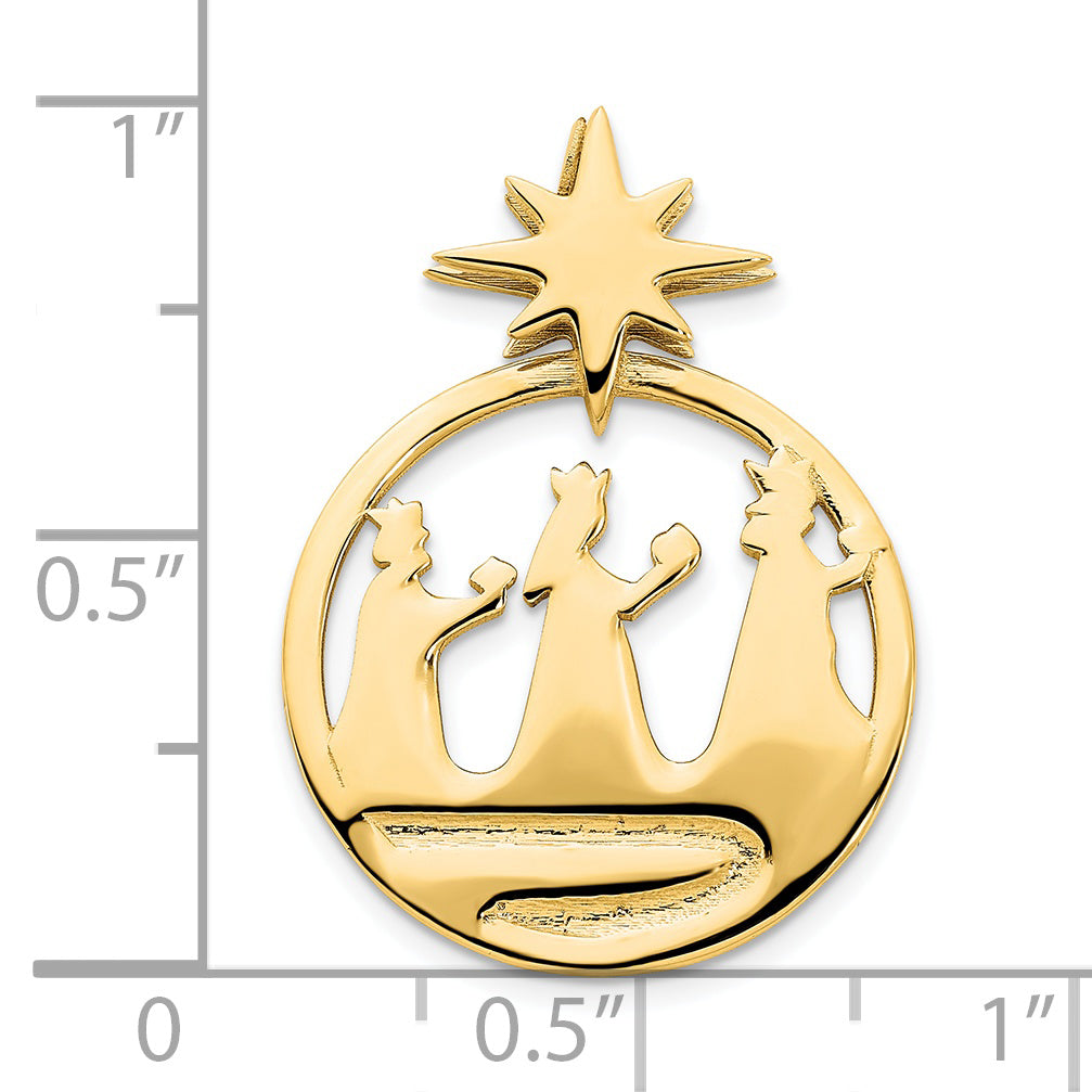 14k Polished Three Wise Men North Star Chain Slide Pendant