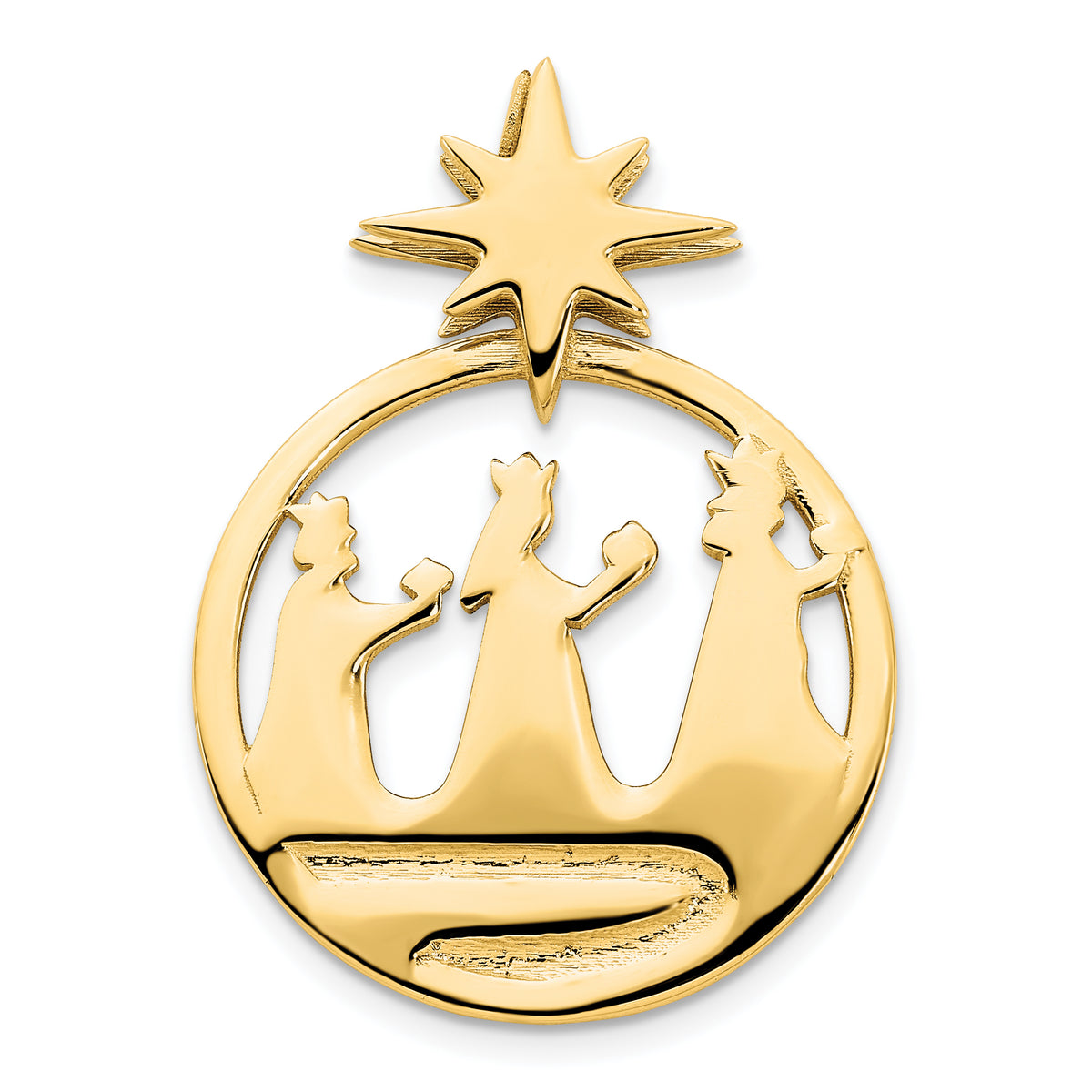 14k Polished Three Wise Men North Star Chain Slide Pendant