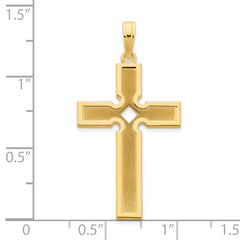 14k Polished and Satin Cross Pendant