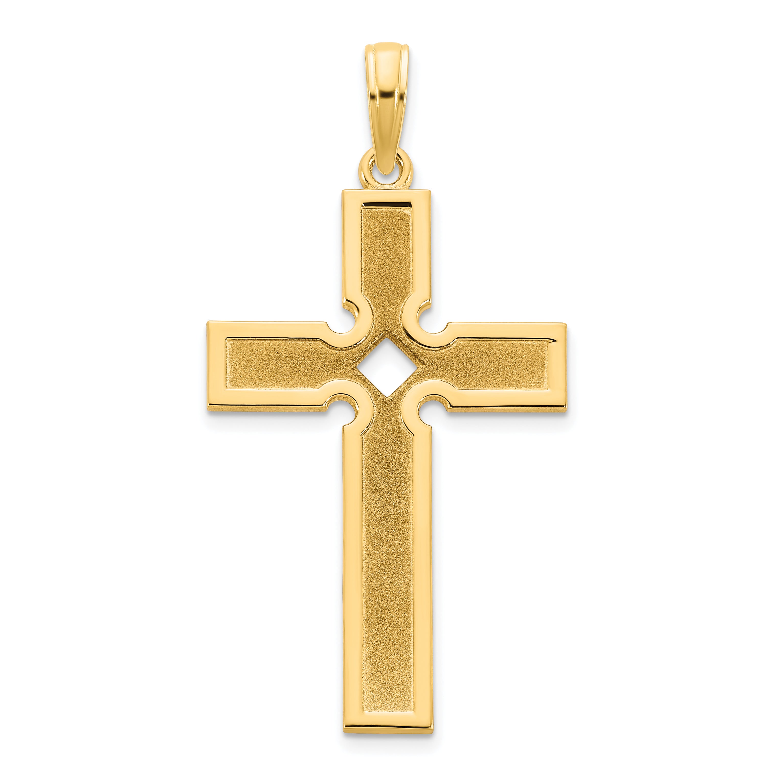 14k Polished and Satin Cross Pendant