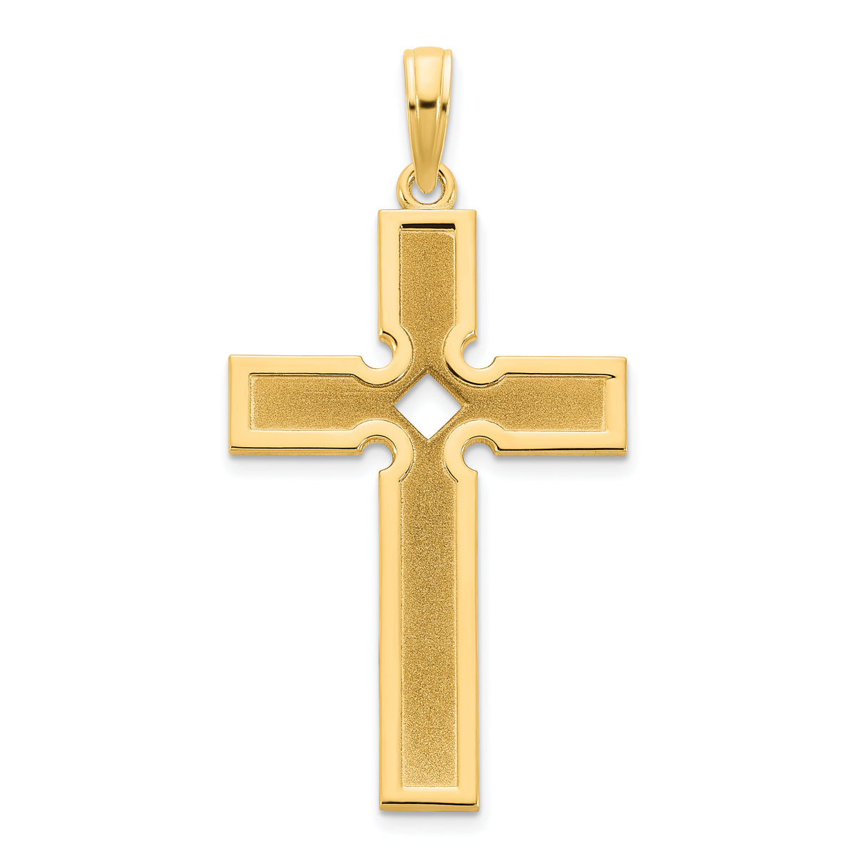 14k Polished and Satin Cross Pendant