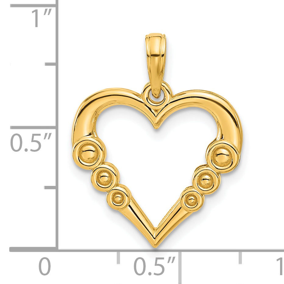 14k Polished Heart with Circles Pendant