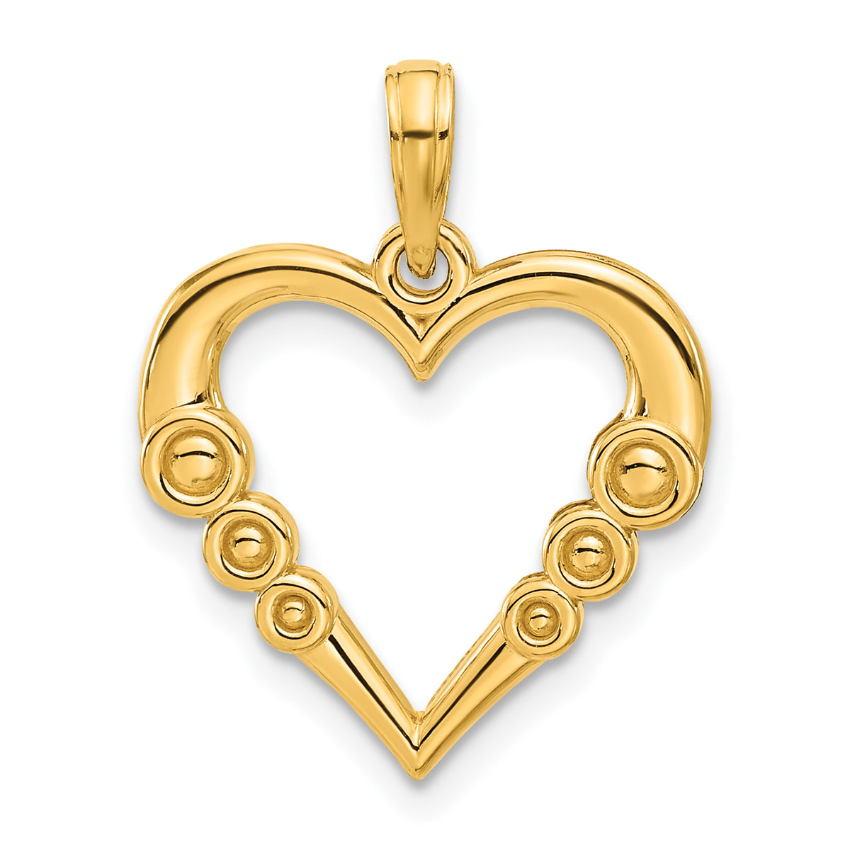 14k Polished Heart with Circles Pendant