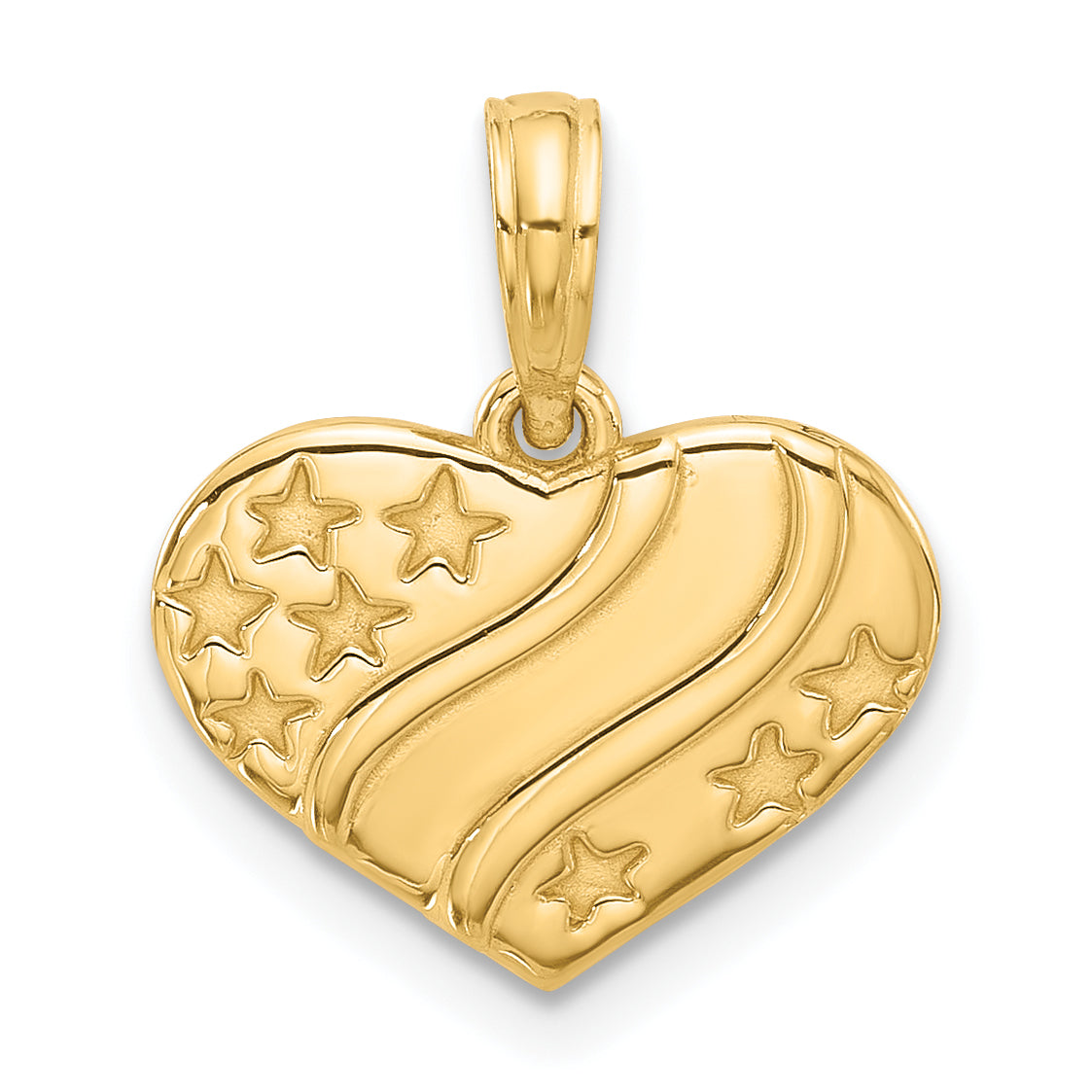 14k Polished Stars on Heart Pendant