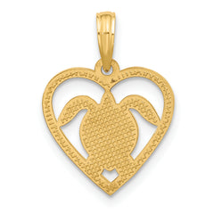 14K Polished Turtle in Heart Pendant