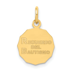 14K Gold Reversible Baptism Charm in Spanish Engraving