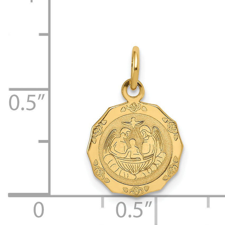 14K Gold Reversible Baptism Charm in Spanish Engraving